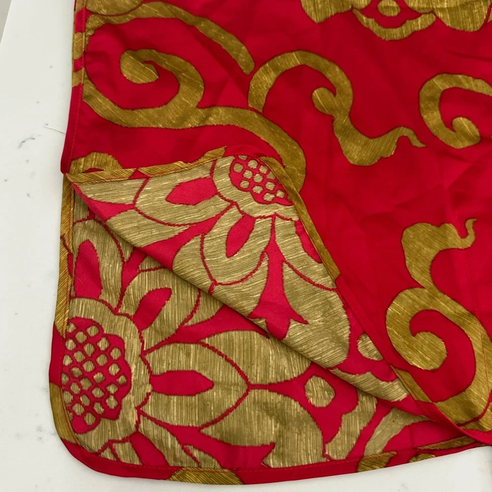 Natori Red and Gold Maxi Dress